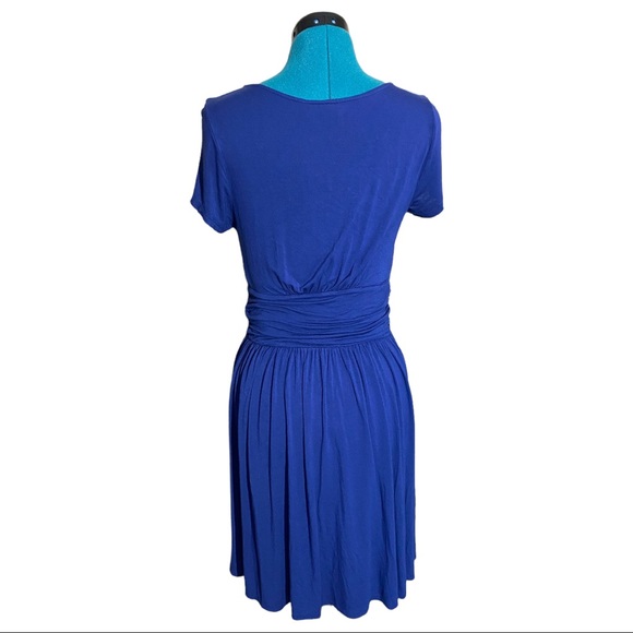 ModCloth Blue V-Neck A-Line Dress - Picture 3 of 7